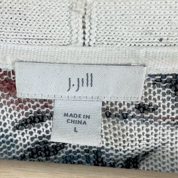 J  Jill Womens Large Floral Open Cardigan Sweater Duster Linen Blend Mid Length - Picture 3 of 9